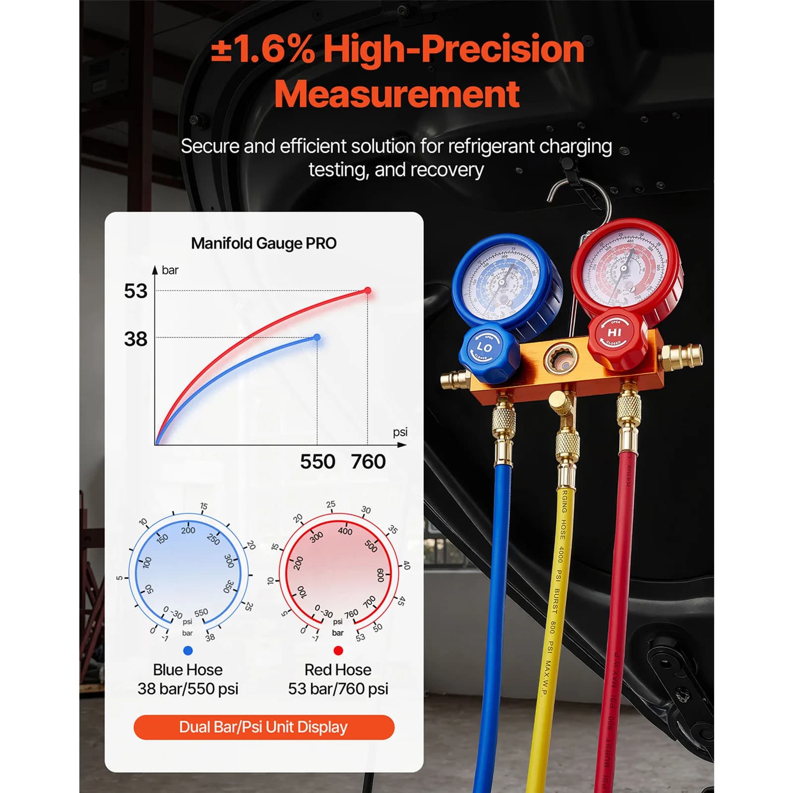 AC Vacuum Pump & Gauge Set | 4 CFM 1/3 HP Single Stage | For R134a R22 R410a Refrigerants - Thumbnail 4