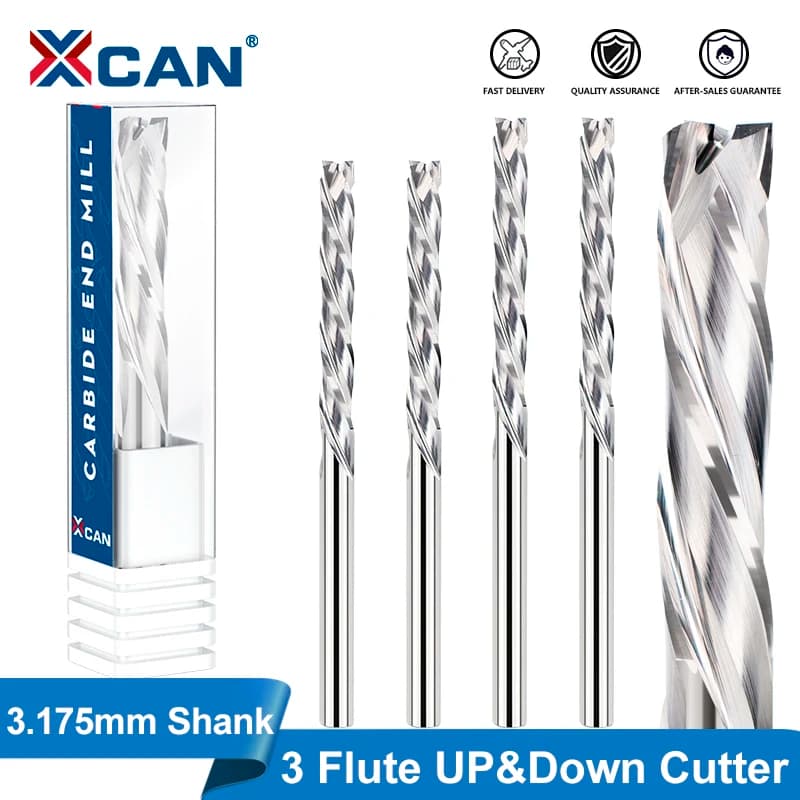 3 Flute Carbide End Mill | For Aluminum & Plastic CNC Cutting | 3.175mm Tungsten Milling Tool - Thumbnail 2