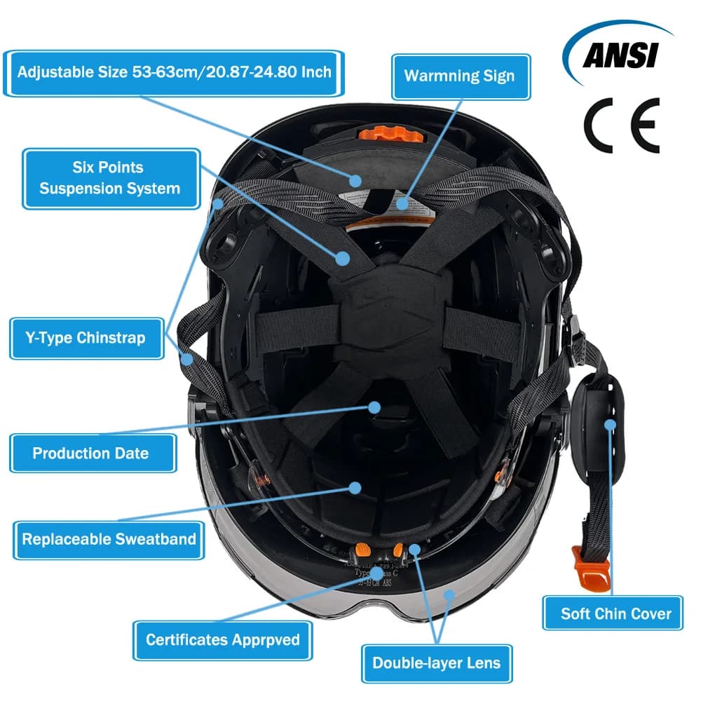 Safety Helmet | Adjustable Ventilation & Reflective | Construction Hard Hat with Goggles - Thumbnail 2