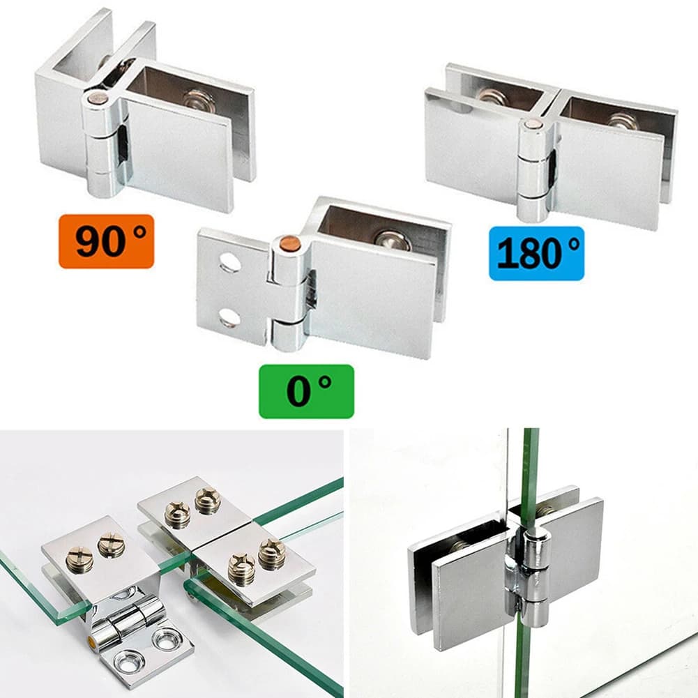 No-Hole Glass Door Hinges | Single & Double Sides Clamp | Shower Door Hardware Parts - Thumbnail 5