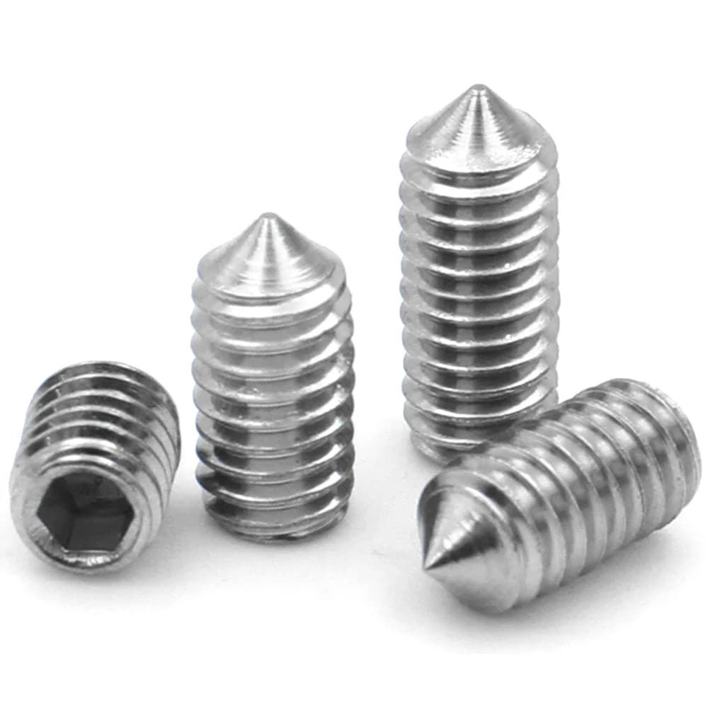 304 Stainless Steel Grub Screws | DIN914 Hex Socket Set Screws | M2-M12 Cone Point (10pcs) - Thumbnail 4