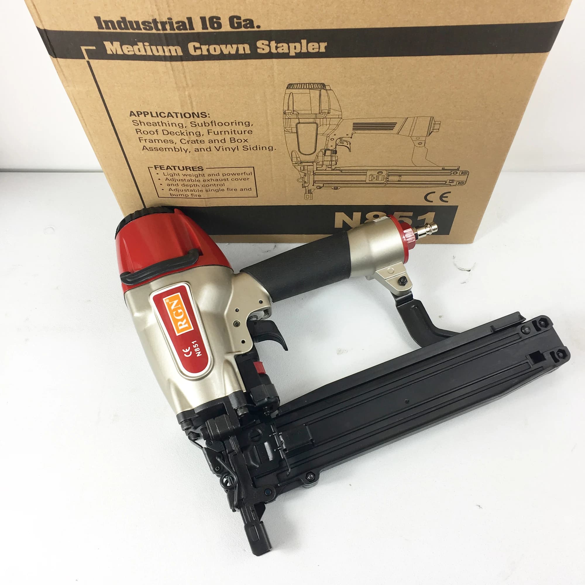 Wire Pneumatic Stapler Gun | 7/16 Inch Industrial Fastening | N851 Model for Construction - Thumbnail 3