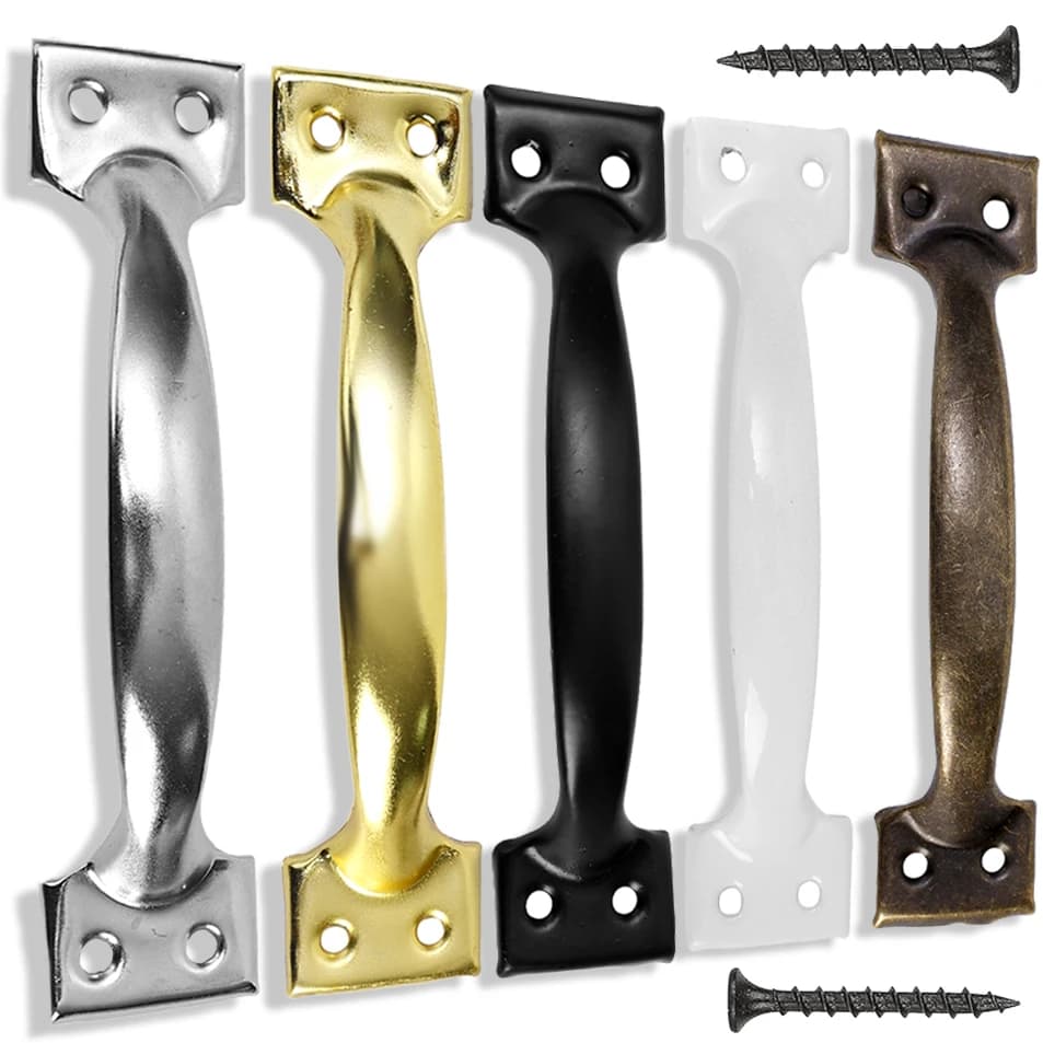 Cabinet Pulls | Bow-Shaped Metal Iron Handles | For Wardrobe, Garage & Shed Doors - Thumbnail 2