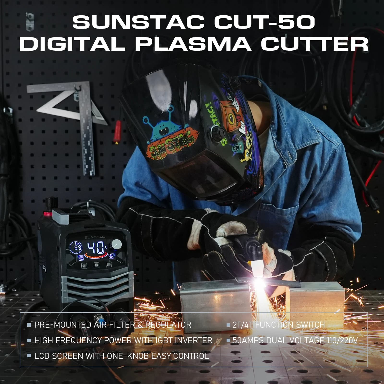 50A Plasma Cutter | 110V/220V Dual Voltage IGBT Inverter | 5/8 Cutting Capacity - Thumbnail 3