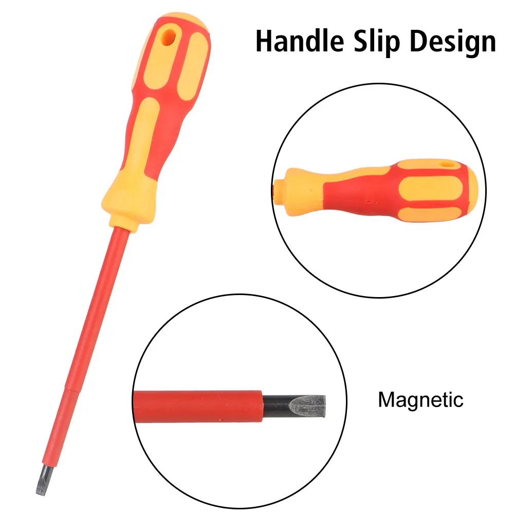 Insulated Screwdriver Set | Magnetic Bit Driver with Phillips & Slotted Bits for Electricians - Thumbnail 6