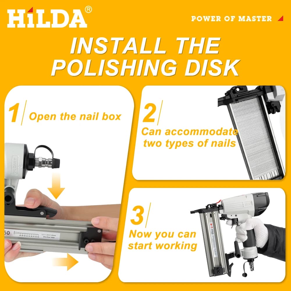 Upholstery Stapler Gun | Pneumatic Air Tool for Home Decoration & Furniture Repair | HILDA F50 Model - Thumbnail 2