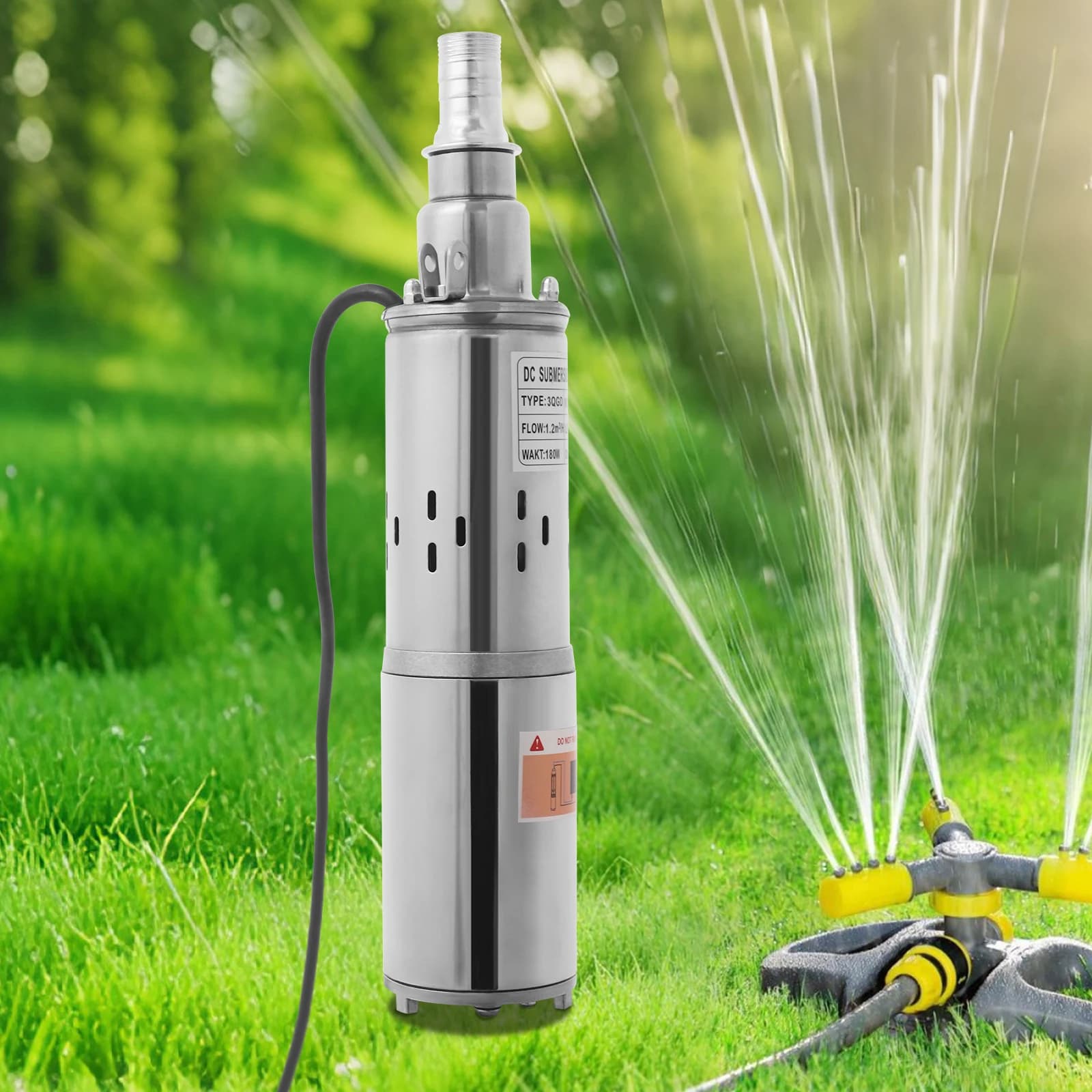 12V Solar Water Pump | 180W Deep Well Submersible | 98ft Lift for Garden & Agriculture - Thumbnail 2