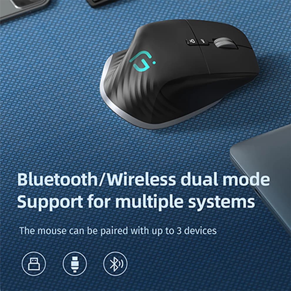 Wireless Mouse | Multi-Device Bluetooth 5.0 & 2.4GHz | Portable Optical Design - Thumbnail 4
