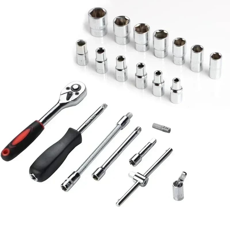 46-Piece Socket & Ratchet Set | Automotive & Motorcycle Repair Tool Kit - Thumbnail 6