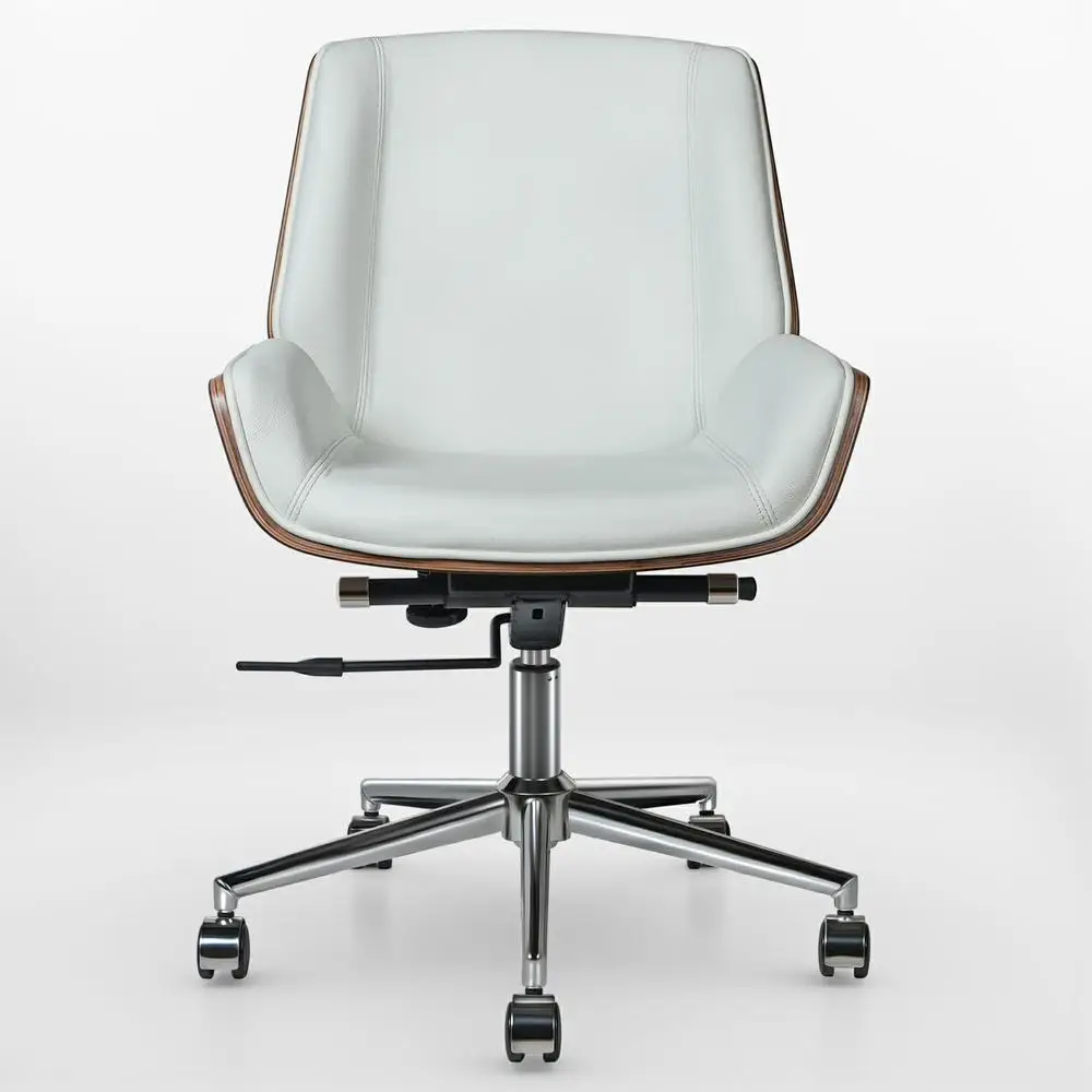Leather Office Chair | Armless Swivel Design | Low Back Task Chair for Modern Workspaces - Thumbnail 2