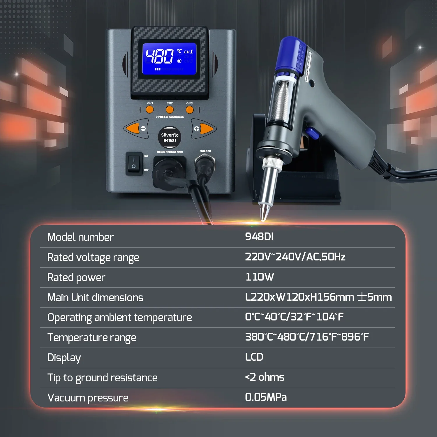 Desoldering Station | 110W Suction Gun | Precision Solder Removal Tool - Thumbnail 5