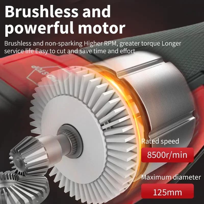Angle Grinder | 125mm Braking Brushless Motor | 3 Variable Speed Gears - Thumbnail 4