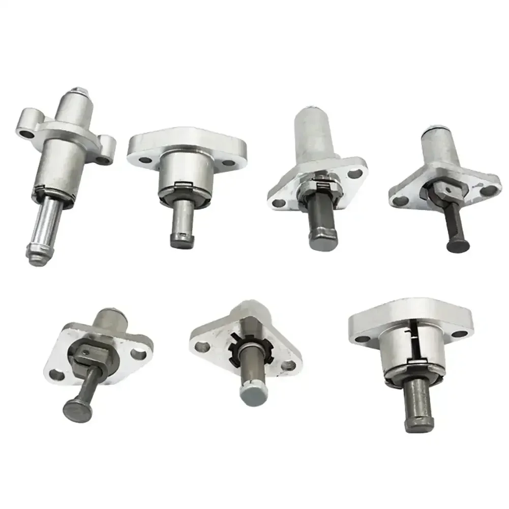 Universal motorcycle cam timing chain tensioner regulator compatible with Yamaha, Honda, Suzuki, and various dirt and pit bikes.