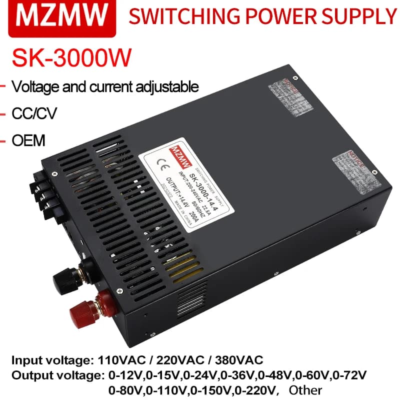 Adjustable Switching Power Supply | 3000W High-Power | 0-220V CC/CV Bench Lab SMPS - Thumbnail 2