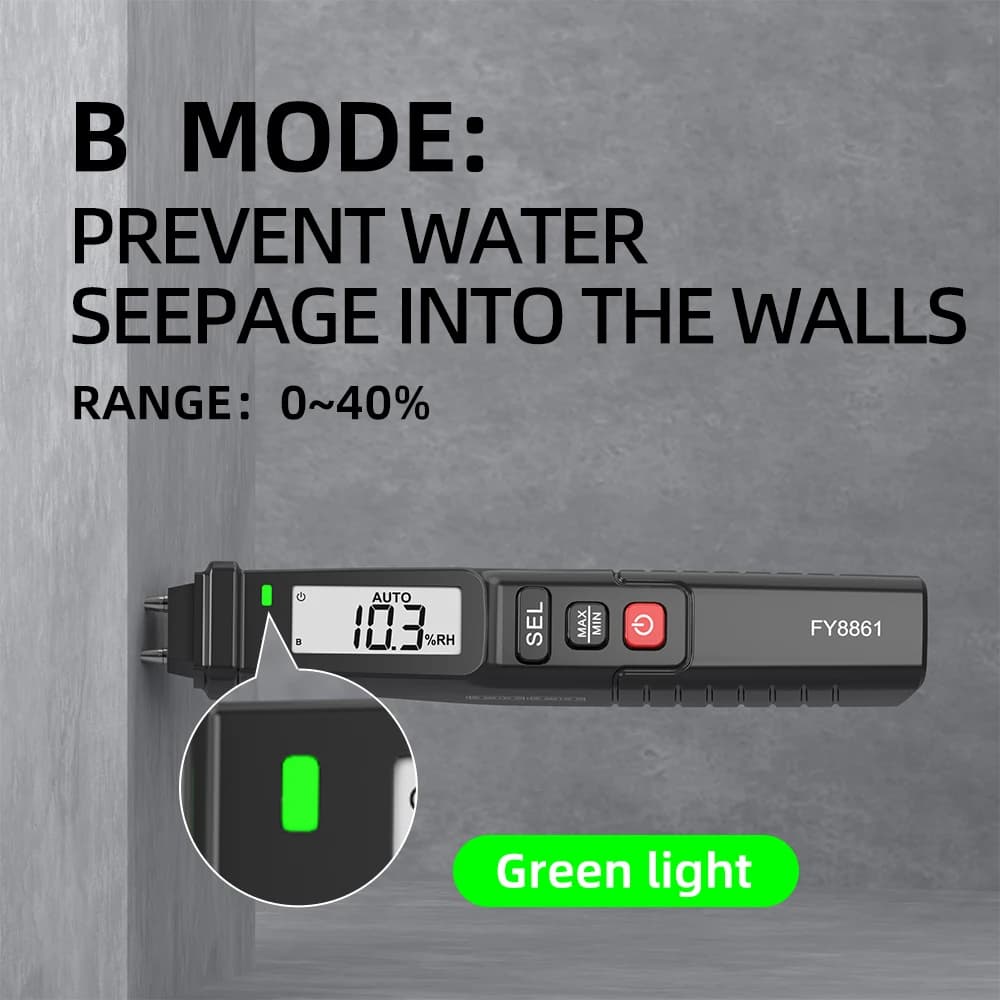 Digital Moisture Meter for Wood & Building Materials | LCD Display | Model FY8861 - Thumbnail 3