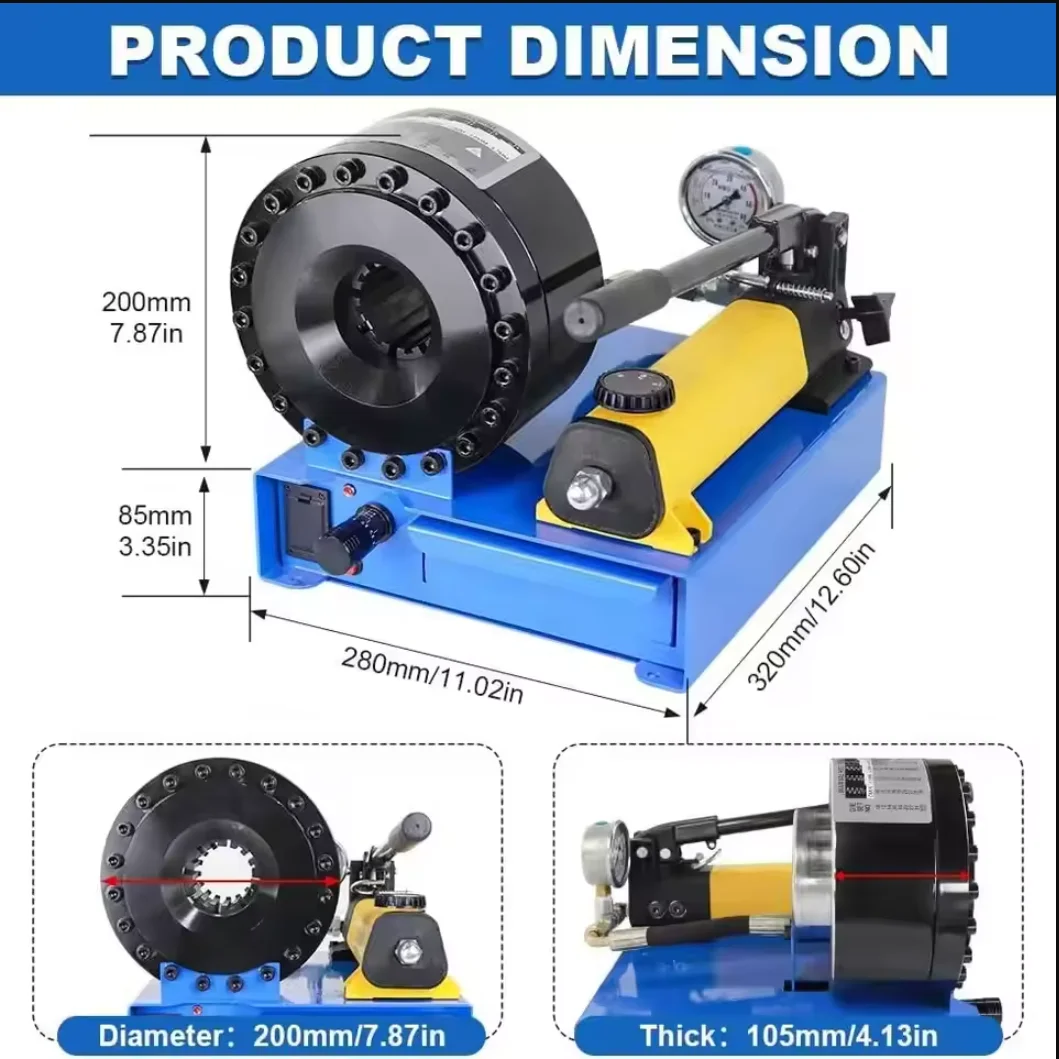 Portable Hydraulic Hose Crimper | Manual Press Tool for Hose Fittings & Pipe Forming - Thumbnail 4