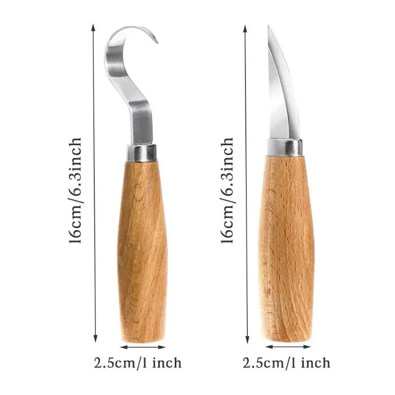 Wood Carving Chisel Set | Ergonomic Hook Knife for Detailed Sculpting & Spoon Carving - Thumbnail 2