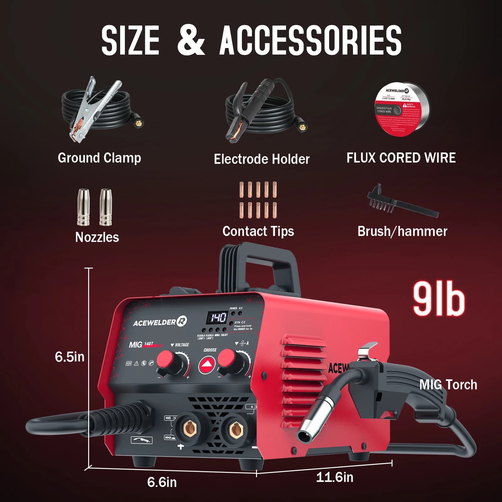140A IGBT Inverter Welder | 3-in-1 MIG, ARC, Lift TIG | 110V Gasless Welding Machine - Thumbnail 2