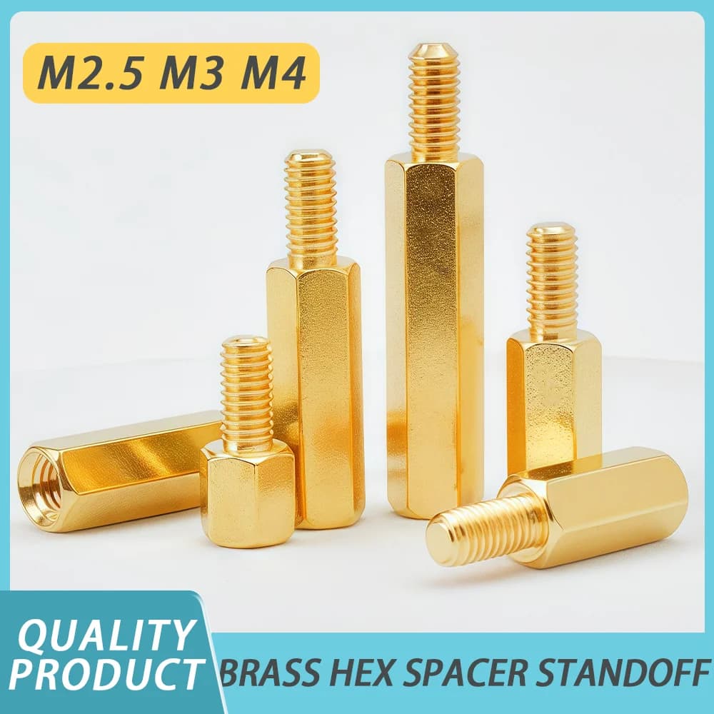 PCB Standoff Spacers | M2.5 M3 M4 Threaded Pillars | Brass Motherboard Mounting Hardware - Thumbnail 2