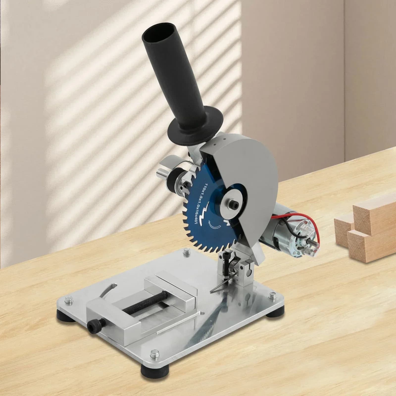 96W Portable Table Saw | 9000 RPM for Wood, Steel & Aluminum | 0-45° Bevel Cuts - Thumbnail 3