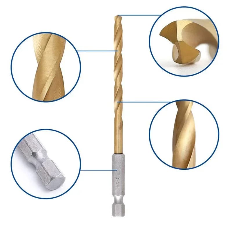 Titanium Drill Bit Set | 13/16Pcs 1.5-6.5mm Hex Shank | High-Speed Steel for Metal & Wood - Thumbnail 5