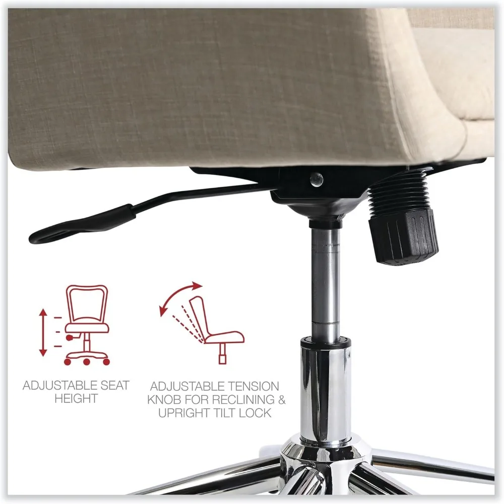 Heavy-Duty Mid-Century Task Chair | Supports 275 Lb | Adjustable Cream Seat & Backchair - Thumbnail 2