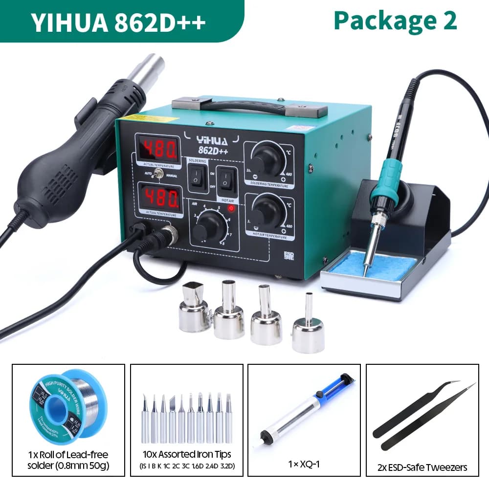Soldering Iron Hot Air Rework Station | 2-in-1 BGA SMD Repair Tool | Auto & Manual Modes - Thumbnail 3