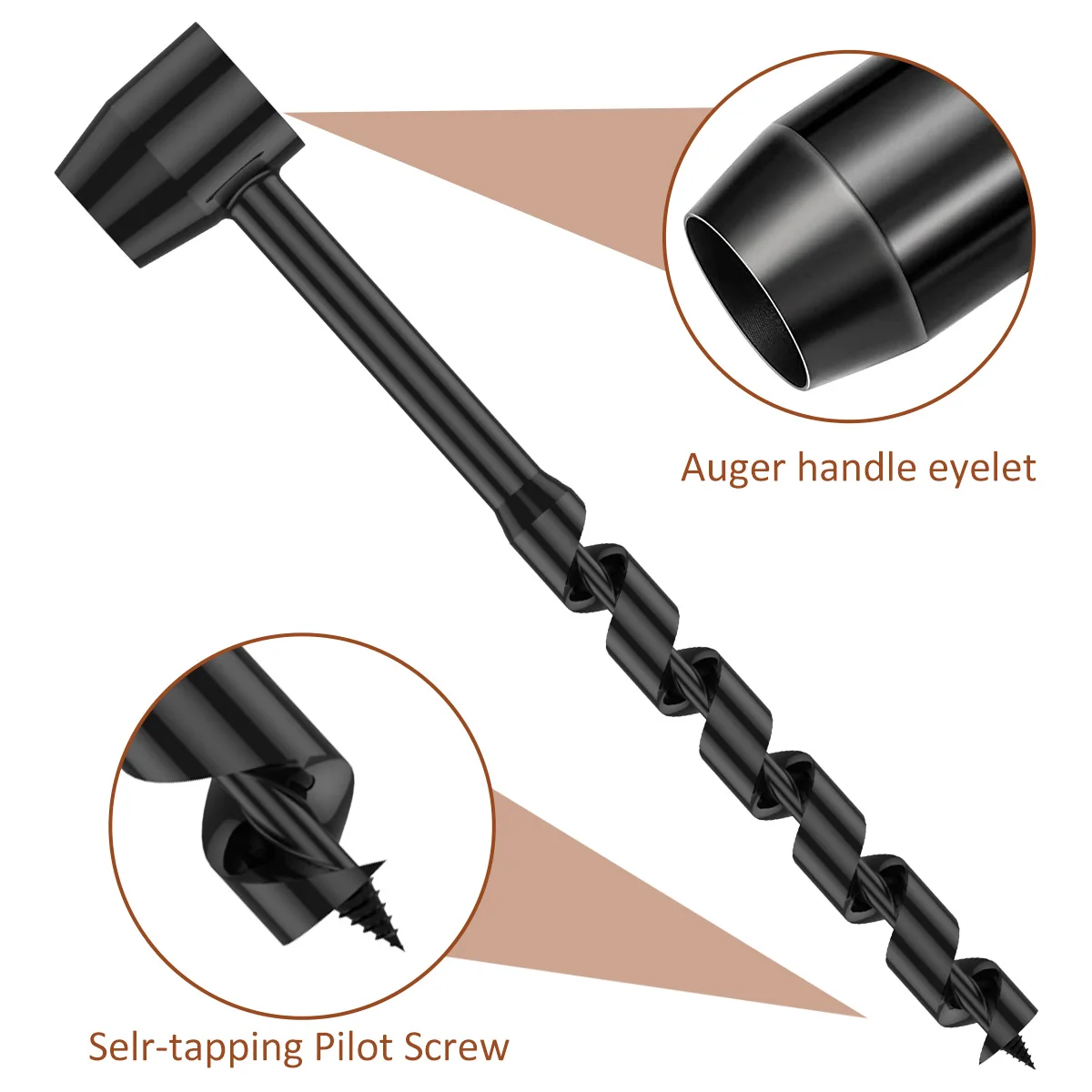 Hand Auger Drill | Carbon Steel Survival Tool | Manual Wood Punch & Self-Tapping Bit - Thumbnail 3