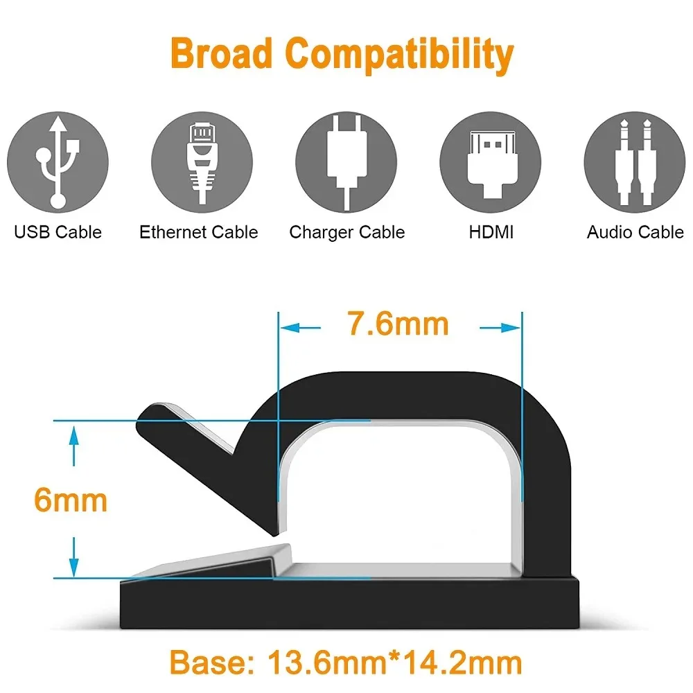 Self-Adhesive Cable Management Clips | Cord Organizer for Home & Office | Wire Concealment Kit - Thumbnail 4