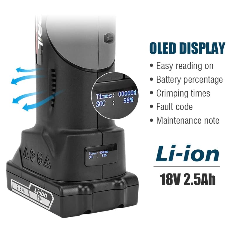 Hydraulic Cable Crimping Tool | CH-300 | 10-300mm² Range | Rechargeable Li-ion Battery - Thumbnail 4