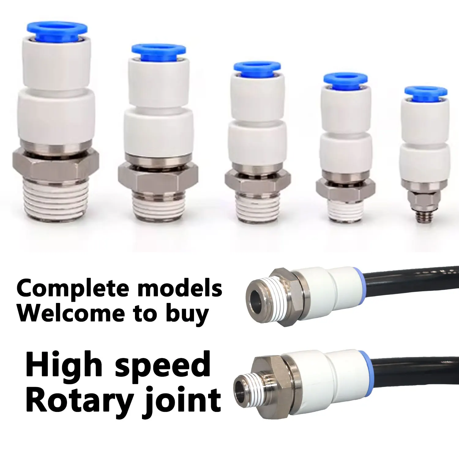 360° Rotary Air Fitting | M5, 1/8, 1/4, 3/8, 1/2 Thread Sizes | 4-12mm Hose - Thumbnail 5