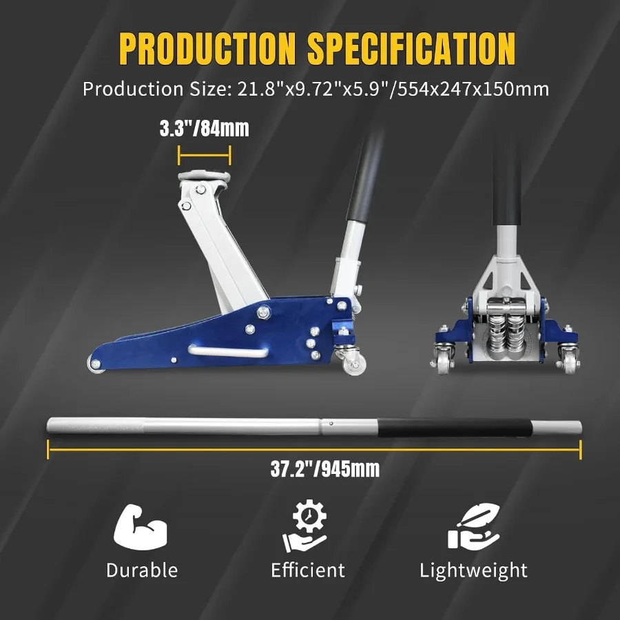 1.5-Ton Low-Profile Floor Jack | Lightweight Aluminum & Steel for Automotive Repair - Thumbnail 4