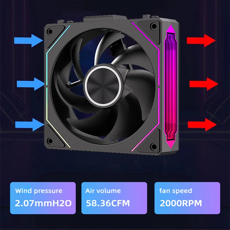 120mm ARGB PC Case Fan | Modular Wireless Design | Infinite Mirror Lighting for Water Cooling - Thumbnail 6
