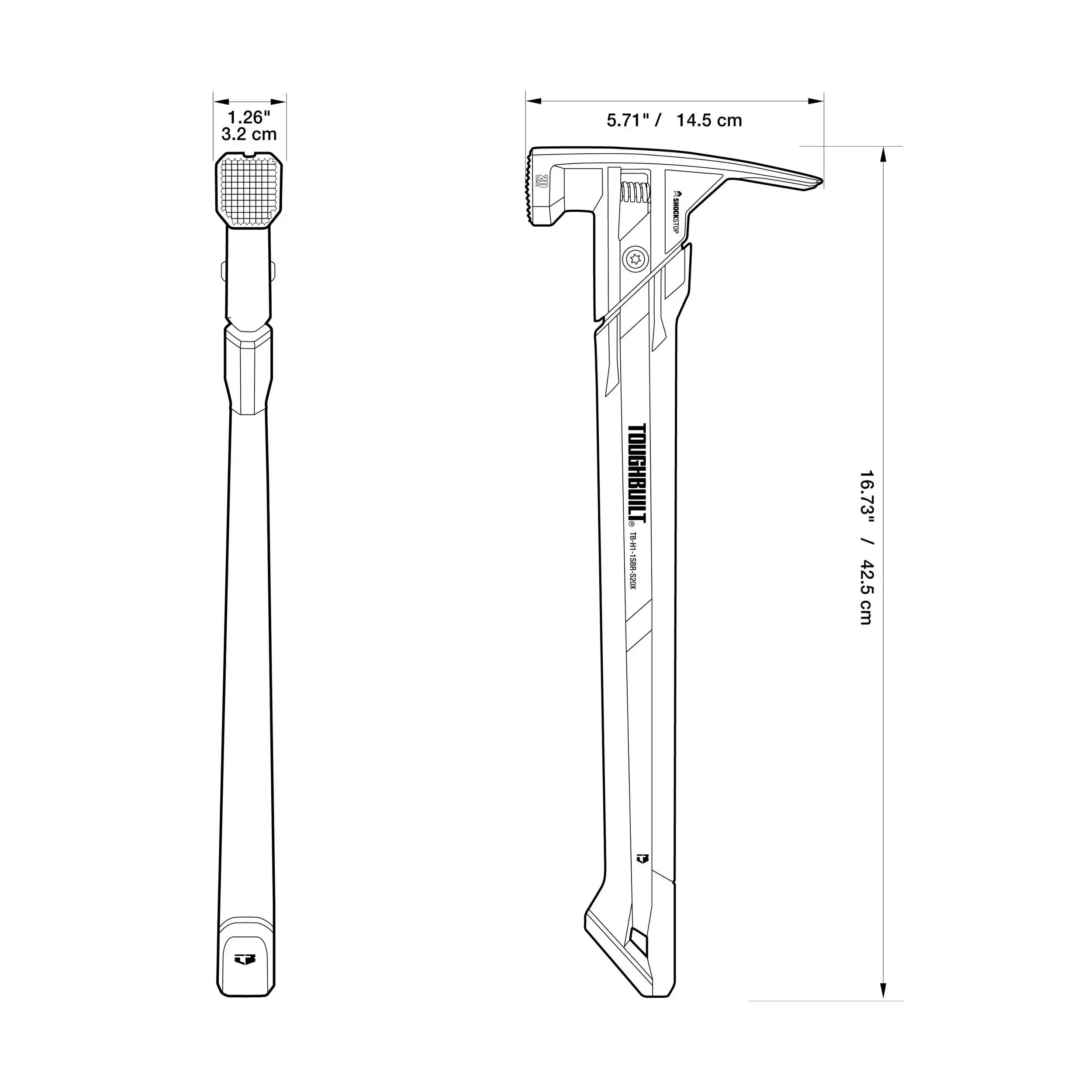ShockStop Rip Hammer | 20-24 OZ Milled Face | Steel Framing & Hand Tools - Thumbnail 3