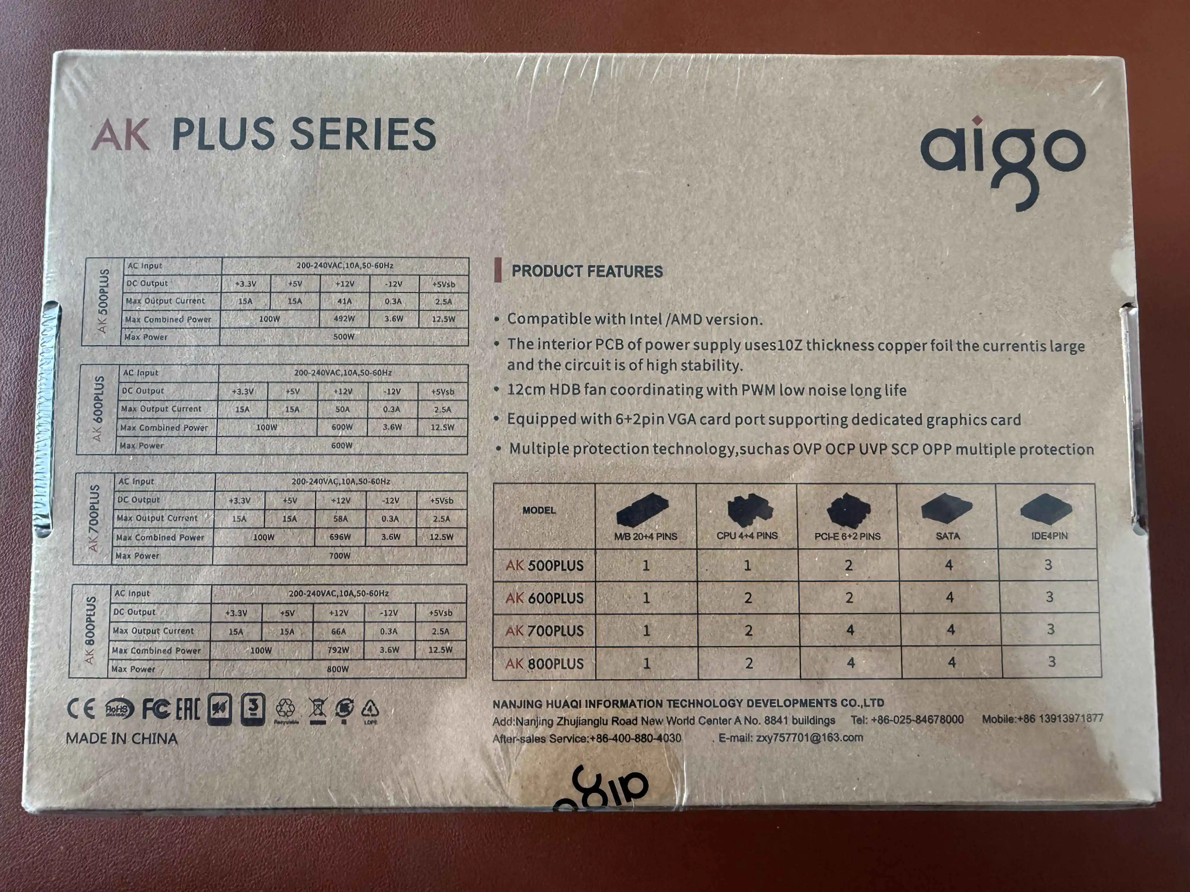 Aigo AK PC PSU Power Supply Unit 500W 600W 700W 800W 1000W Gaming 120mm RGB Fan 220V ATX Desktop computer Power Supply for BTC - Thumbnail 5