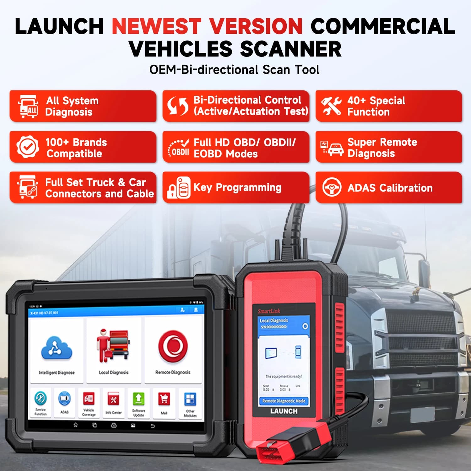 Heavy-Duty Truck Diagnostic Scanner | EGR & DPF Testing | ECU Coding Tool - Thumbnail 2