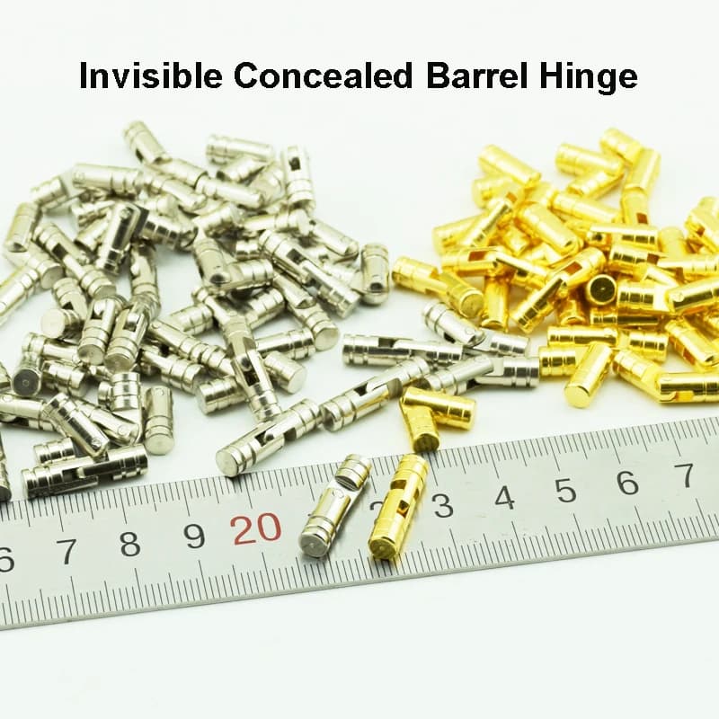 Cabinet Hinges 10-Pack | Brass Cylindrical Hidden Hinges | For Jewelry Box & Premium Furniture - Thumbnail 3