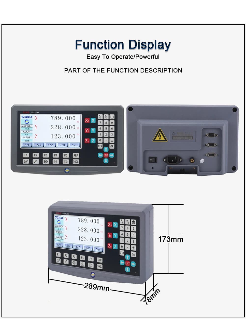 SINO 3 Axis Digital Readout Display Sets DRO with 3pcs Greating Glass Linear Scales Ruler Encoder Sensor for Milling Lathe - Thumbnail 2