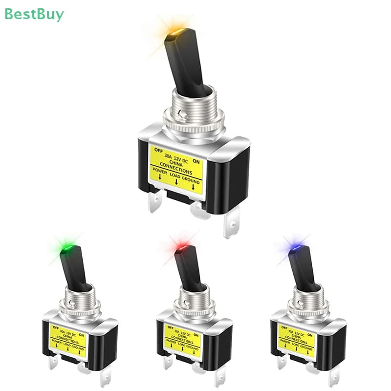 30A 12V Illuminated Toggle Switch | SPST ON/Off Rocker | Automotive & Marine Grade - Thumbnail 3