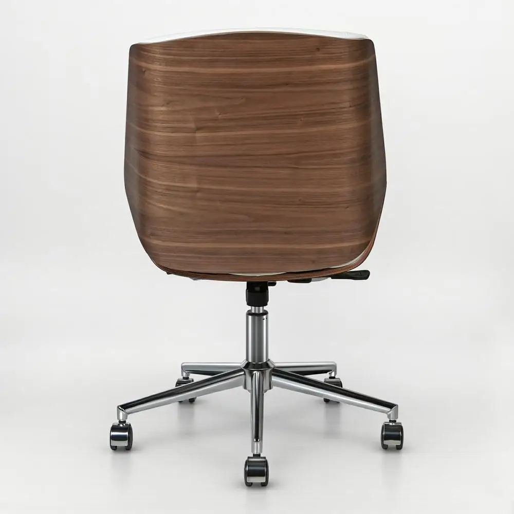 Leather Office Chair | Armless Swivel Design | Low Back Task Chair for Modern Workspaces - Thumbnail 4