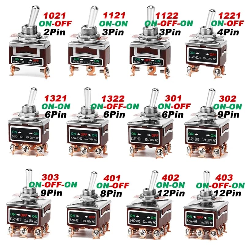Heavy-Duty 32A Toggle Switch | Self-Resetting & Locking | 250VAC Copper Pin - Thumbnail 2