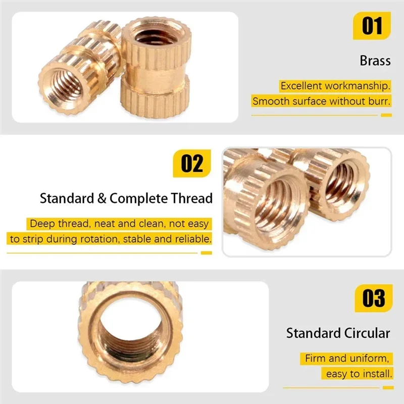 Heat Set Insert Nuts | 220pcs Kit for 3D Printing | M2-M6 Knurled Threaded Inserts - Thumbnail 4