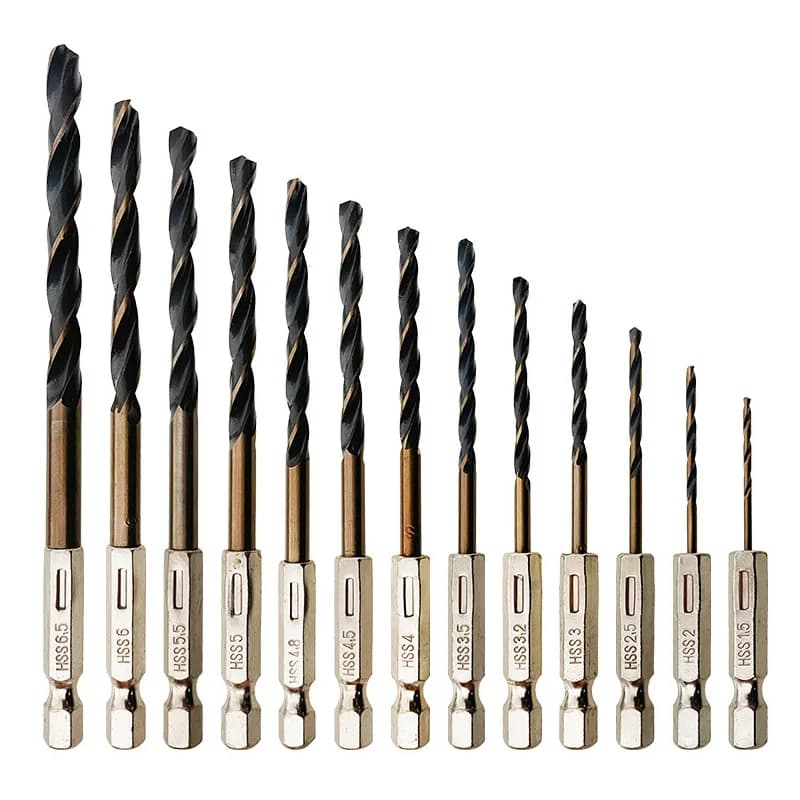 13PCS Cobalt Drill Bit Set | Hex Shank for Wood & Metal | 1.5-6mm HSS Core Drilling - Thumbnail 4