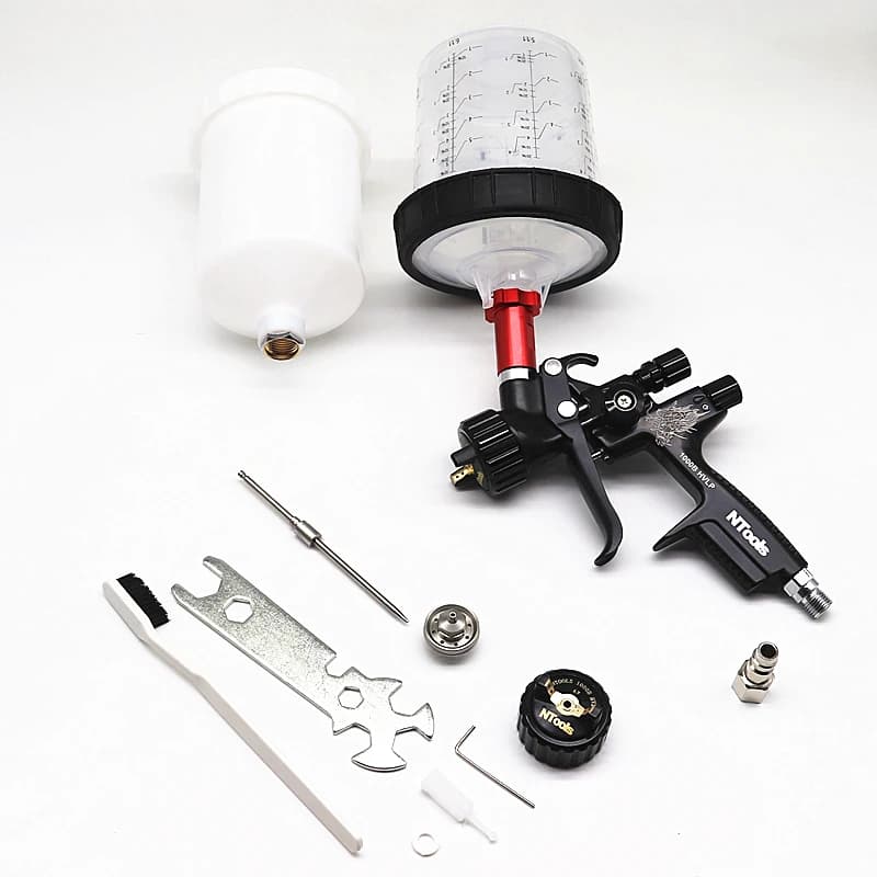 HVLP Spray Gun Kit | 1.3 & 1.7mm Nozzles with Mix Tank | Car Repair & Water-Based Paint - Thumbnail 4