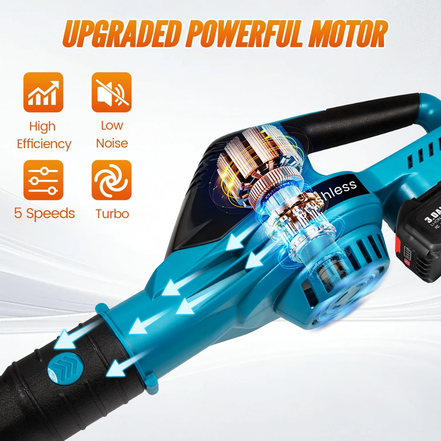 Makita 18V Cordless Leaf Blower | 5500W Brushless Motor | All-Season Yard Cleanup Tool - Thumbnail 3