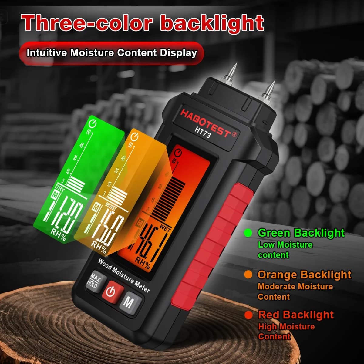 Wood Moisture Meter | High-Accuracy Pin-Type Detector for Lumber & Building Materials - Thumbnail 3