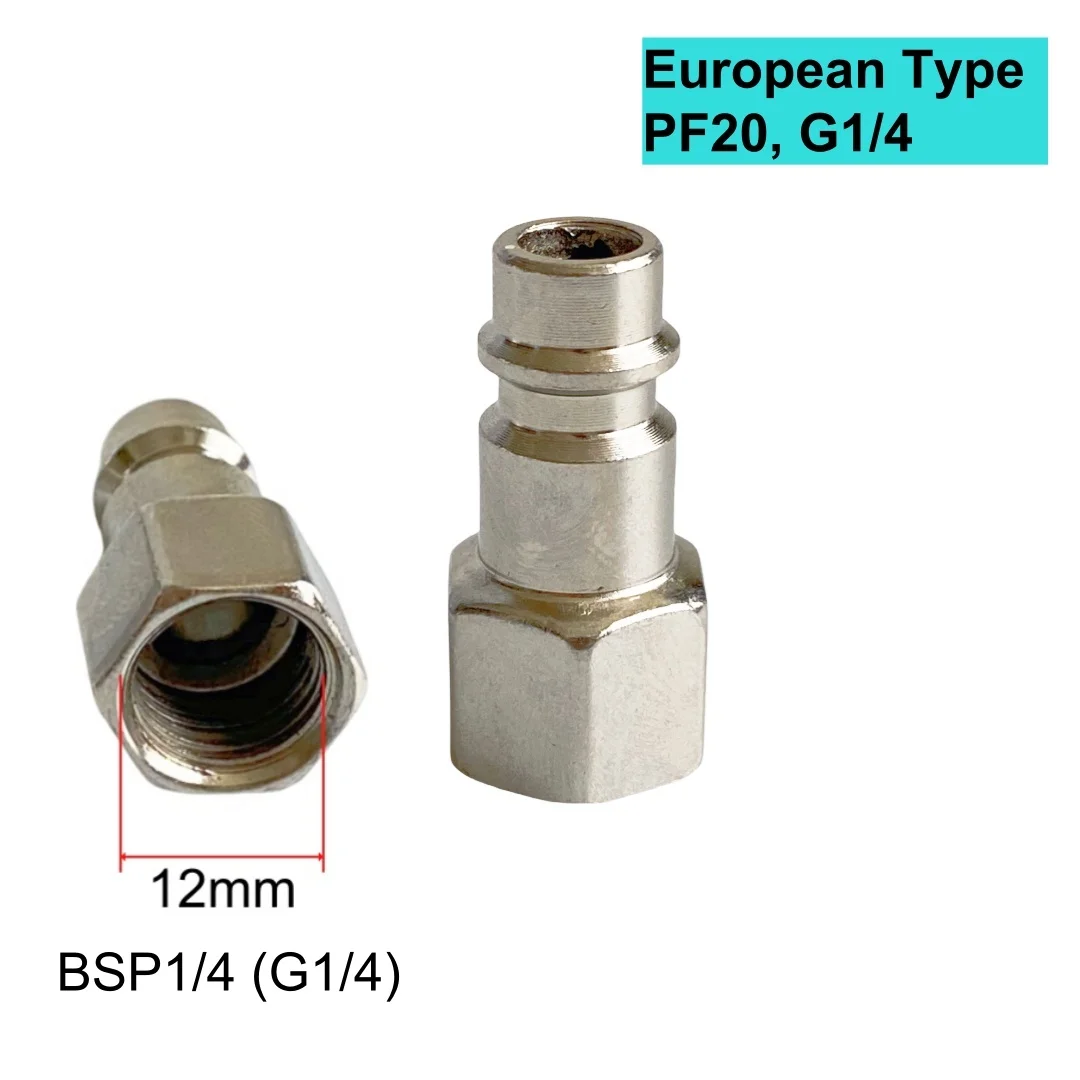 Pneumatic Quick-Connect Fittings | 5-Pack PF20 G1/4 BSPP | High-Flow Air Compressor Couplers - Thumbnail 2