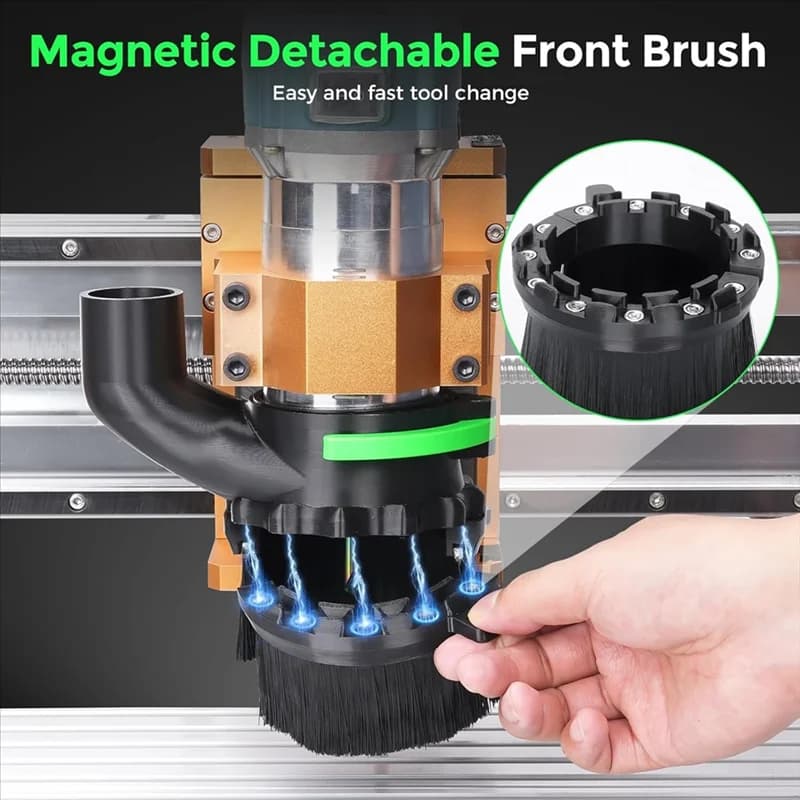 CNC Dust Shoe | 65mm & 69mm Fits | Dual-Brush Design for Superior Chip Collection - Thumbnail 3
