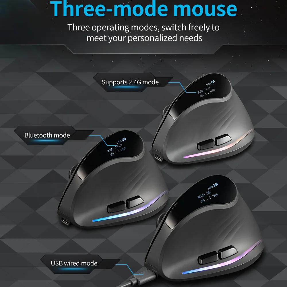 Vertical Wireless Mouse | 2.4GHz Rechargeable | For PC, Mac & Laptop | F35 Series - Thumbnail 4