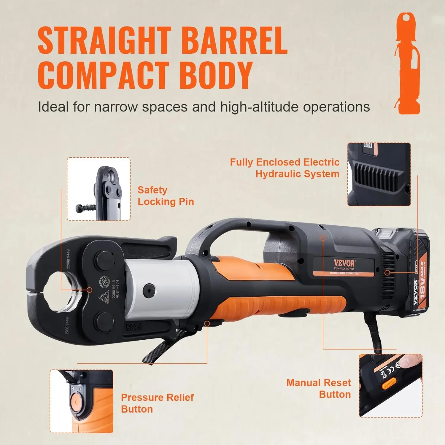 18V Cordless Press Tool | 1/2 Pipe Crimping System | Heavy-Duty Plumbing & HVAC - Thumbnail 2
